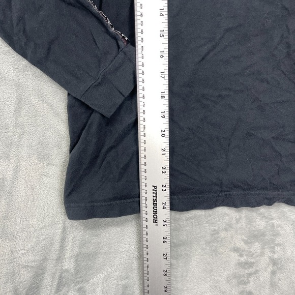 Hollister T-Shirt Mens S Black White Logo Tape Detail Long Sleeve Crew Neck Tee - Picture 3 of 5